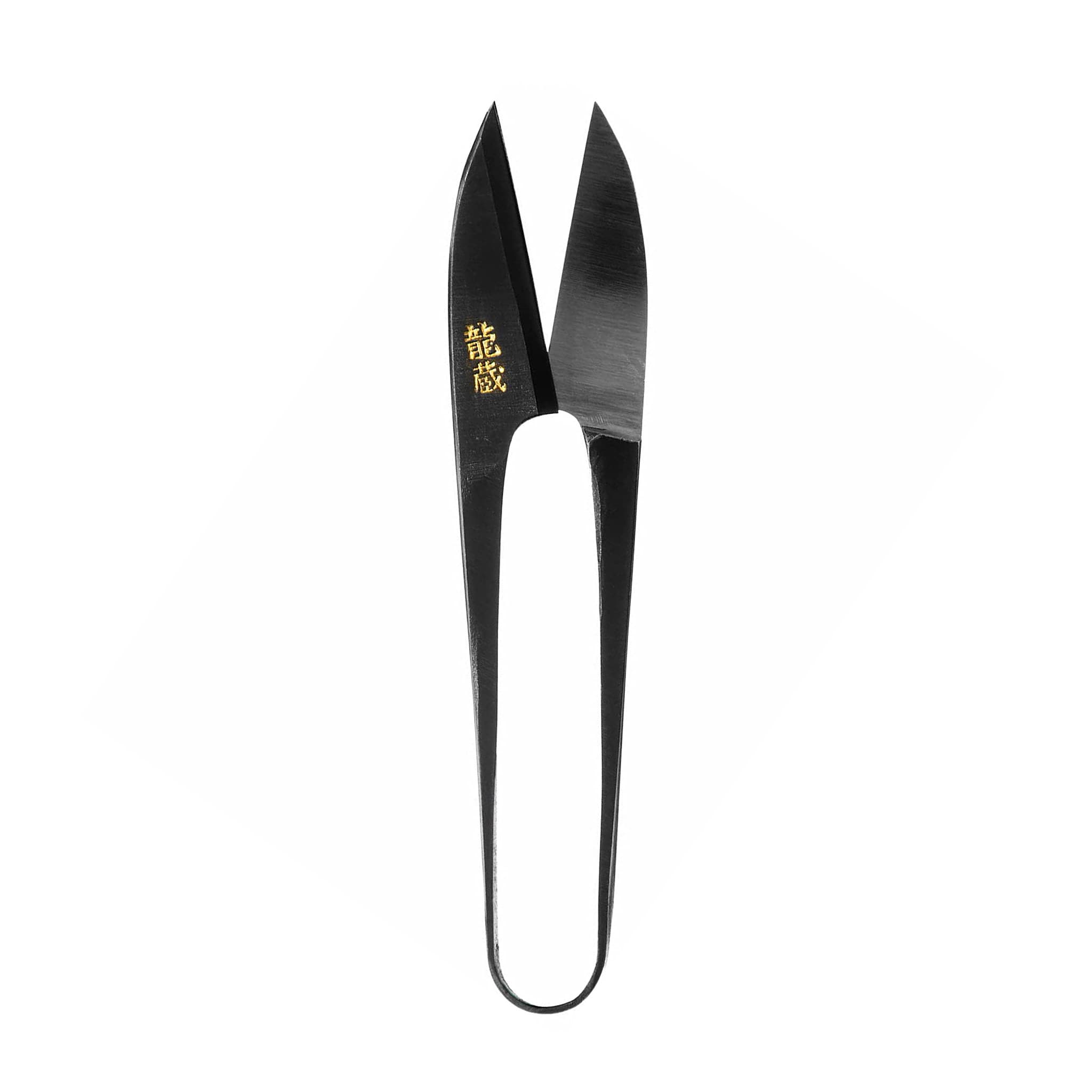 KAKURI Thread Snips [Curved Blade] Japanese Nigiri Thread Scissors for Sewing, Spring Action Self Opening Thread Cutting Tool, Sharp Japanese Carbon Steel 105mm Black, Made in JAPAN