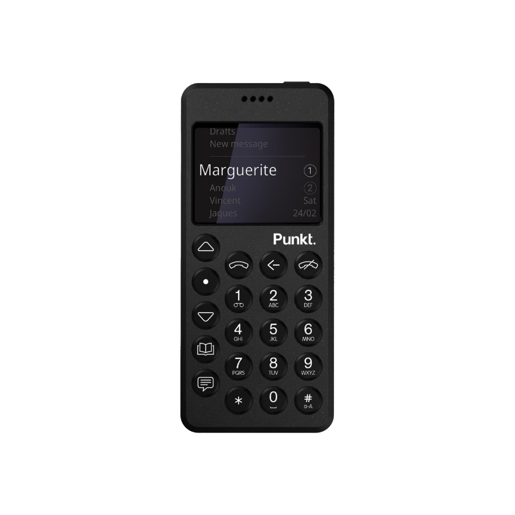 Punkt. MP02 New Generation, 4G LTE Minimalist Mobile Phone, Unlocked, Nano-SIM, Wi-Fi Hotspot, 2GB RAM+16GB Storage, 1280 mAh Battery, Multiband – Black